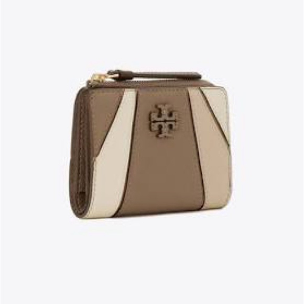 Tory Burch McGraw Colorblock Bi-fold wallet color Wild Mushroom Multi NEW